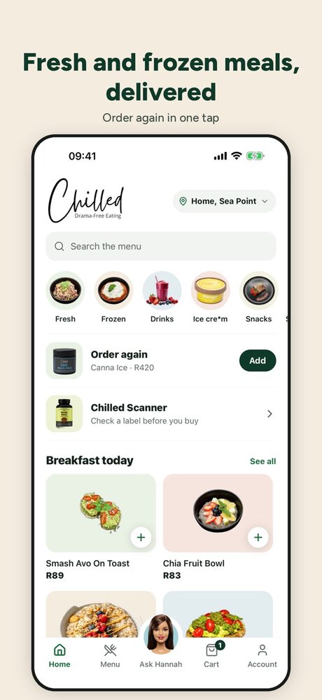 Chilled app: fresh and frozen meals, delivered