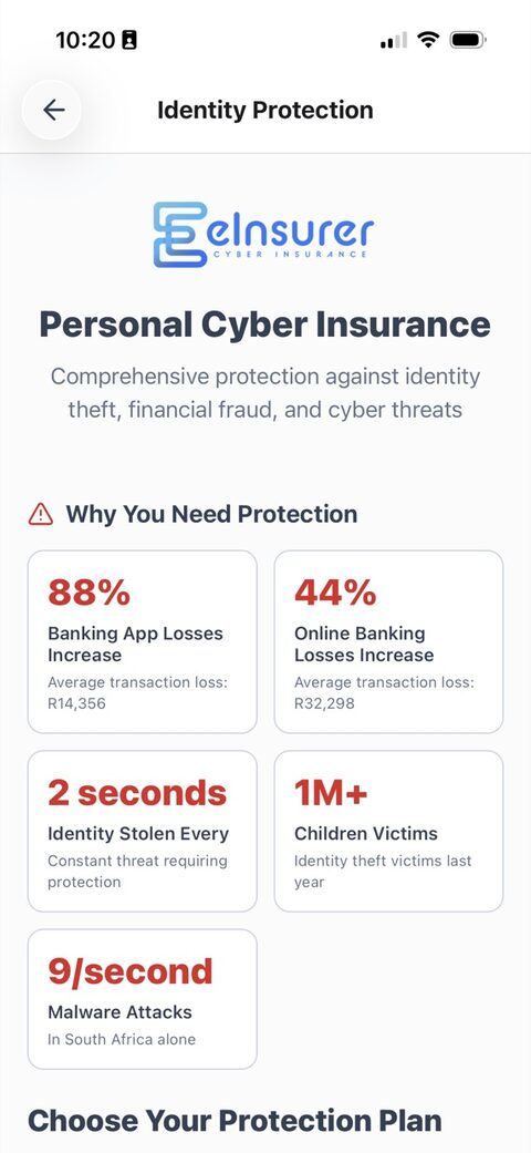 Personal cyber insurance in the Digital Mobile app